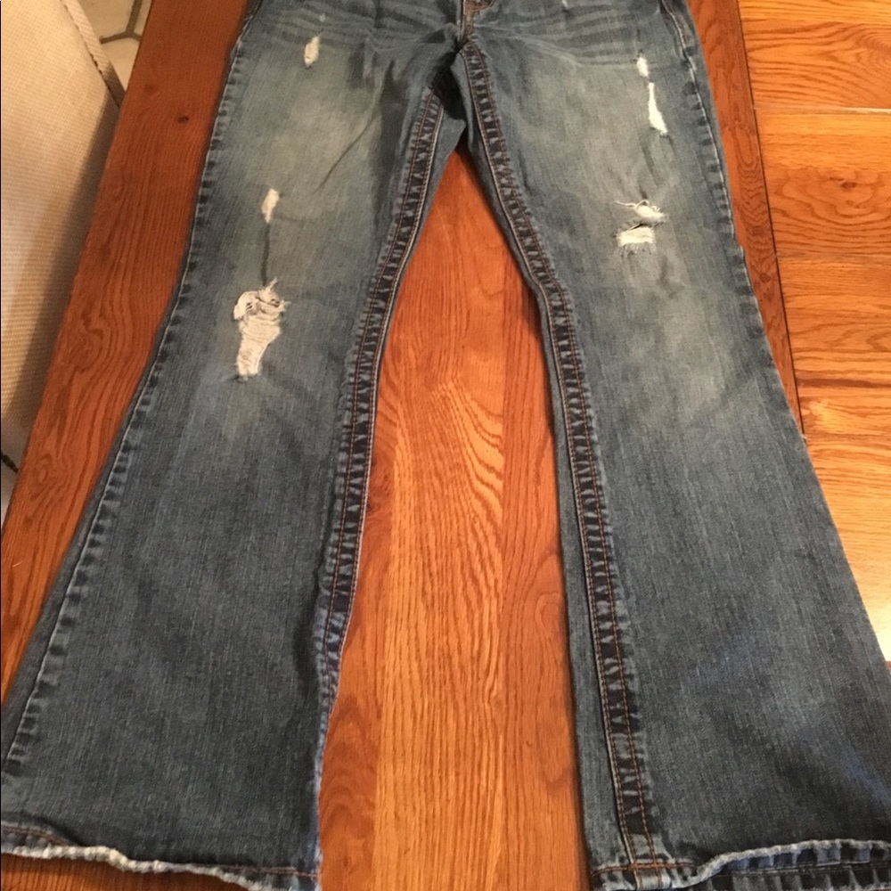 100% cotton denim Skinny Flare Destroyed Jeans
